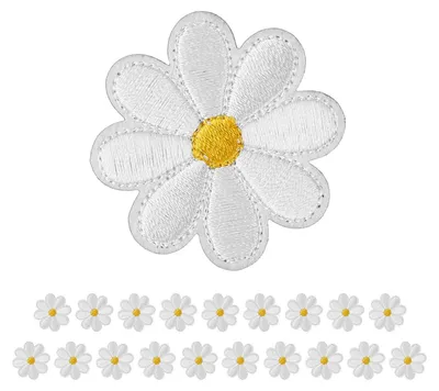 Produktbild von 20 Stück Patches zum Aufbügeln Gänseblümchen Blumen Bügelflicken Exquisite Stickerei Bügelbilder Applikation Jacke Jeans Aufnäher zum Aufbügeln Handwerk DIY Dekorative Patches Erwachsene Kinder