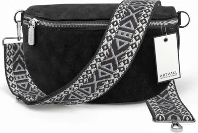 Produktbild von ARTVALL - Umhängetasche aus Wildleder, Klein mit verstellbarem Schultergurt, abnehmbares Taschenband, Crossbody Bag in Schwarz