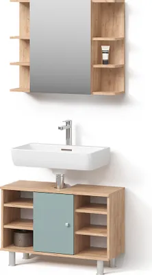 Produktbild von Badmöbel-Set Livinity Fucino Grün 2 Teile, Unterschrank 80 cm, Model 52692