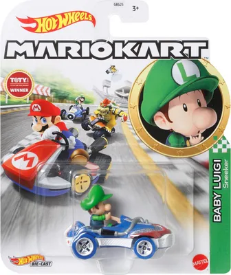 Immagine prodotto di Mattel GBG25; HDB28 - Hot Wheels Mario Kart 1:64 Die-Cast Baby Luigi Sneeker