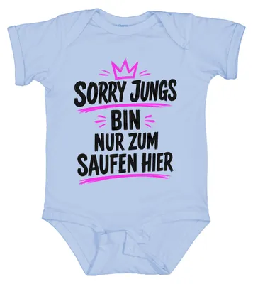 Productafbeelding van Sorry jongens, ik ben hier alleen om te drinken. "Krone Party" - sarcastisch. Babybody, lichtblauw, maat 0/3
