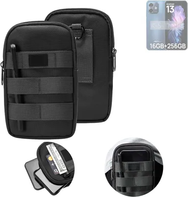 Produktbild von K-S-Trade Holster Gürtel Tasche kompatibel mit Ulefone Note 16 Pro Handy Tasche Schutz Hülle dunkel-grau viele Fächer, 1x