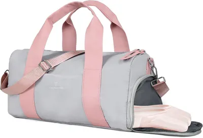 Image de Sac de sport de 15 litres, gris-rose, avec compartiment à chaussures et compartiment pour les vêtements mouillés, idéal pour la salle de sport
