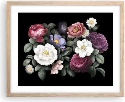 Produktbild von Gerahmtes Poster - Rahmen in heller Eiche - Blumen Blumenstrauß Komposition - 50x40 cm - Wand Bild - Wanddeko - Wandbilder - Kunstposter - Wandposter - Bilderrahmen - Bilder - P2NAA50x40-5032