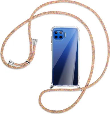 Produktbild von Handykette Backcover-Schutzhülle mit Band (Metall silberfarben) für Motorola Moto G 5G Plus - Rainbow