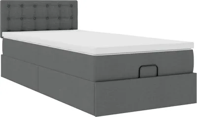 Produktbild von Ottoman-Bett mit Matratze Dunkelgrau 100x200 cm Stoff