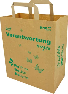 Produktbild von RNK Papiertragetasche 320x150x430mm bedruckt Innenflachhenkel