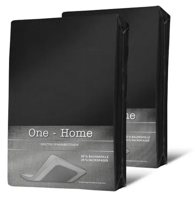 Produktbild von 2er Pack Spannbettlaken FROTTEE 180x200 cm - 200x200 cm schwarz Spannbetttuch