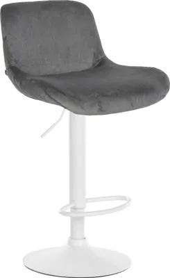 Produktbild von CLP Barhocker Solon Weiß höhenverstellbar und drehbar mit Rückenlehne dunkelgrau Material Samt