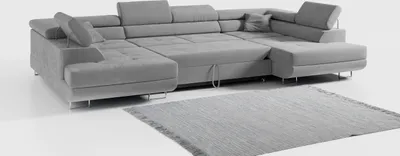 Produktbild von Ecksofa, Wohnzimmer U Couch, Polstersofa mit Bettkasten - GUSTAW-U - Hellgrau