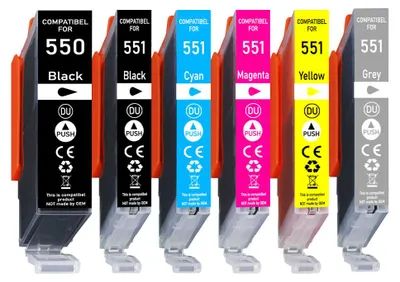 Produktbild von 6er Pack Druckerpatronen PGI-550 CLI-551 kompatibel mit Canon Pixma iP 8700