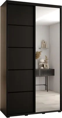 Produktbild von MEBLE KRYSPOL Davos 5 Schrank, zwei Türen - 235,2x130x45 cm - Schwarz Schwarz Schwarz