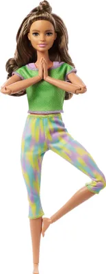Produktbild von Barbie Made to Move Puppe (brünett) im grünen Yoga Outfit