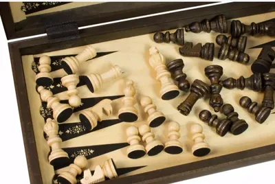 Produktbild von Holz Schachset Brettspiel 3-in-1 Schachspiel + Dame + Backgammon 40x40cm