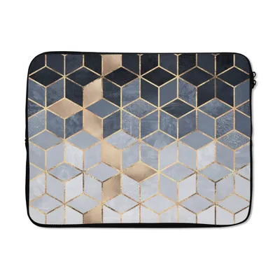 Produktbild von MuchoWow® Laptop Hülle 15 Zoll Würfel - Gold - Muster Laptoptasche - Laptoptasche - Sleeve - Rundum-Schutz