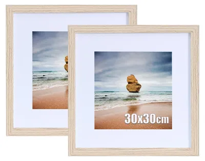 Image de Omgoods - Cadre photo en bois, 30 x 30 cm - Lot de 2 avec passe-partout