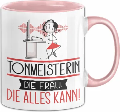 Produktbild von Tonmeisterin Geschenk Tasse Becher Die Frau Die Allen Kann Geschenkidee für eine Tonmeisterin Lustig (Rosa)