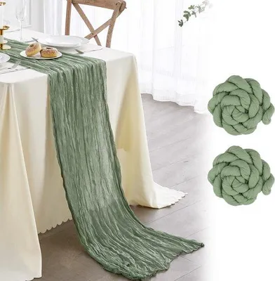 Immagine prodotto di Runner da tavola in cotone verde chiaro 90x300 cm