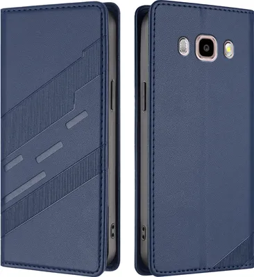 Produktbild von Hülle für Samsung Galaxy J7 2016, Kunstleder Brieftaschen Handyhülle mit Kartenfach und Standfunktion Blau
