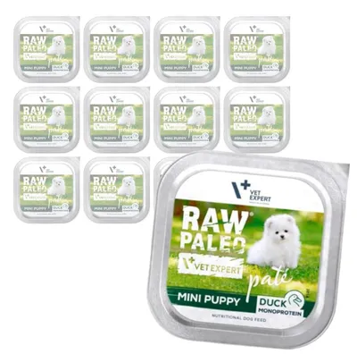 Zdjęcie produktu dla Raw Paleo Duck Pate Mini Puppy 12x150g Monoproteinowa Mokra Karma Pasztet Dla Szczeniąt Małych Ras Z Kaczką