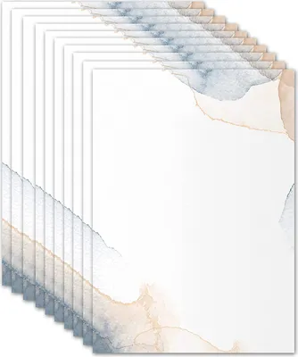 Produktbild von 50x Briefpapier DIN A4 beidseitig bedruckt - Blanko Briefpapier Set zum Beschriften und Bedrucken für Hochzeit, Geburtstag, Einladungen (A4, Aquarell)