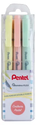 Produktbild von Pentel illuminina Flex SLW11P Textmarker mit zwei Spitzen, Pastellfarben, Gelb,