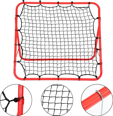 Produktbild von TolleTour Fußball Rebounder klappbar Verstellbar Kickback Rebound für Übungen, Fußballschuss Tornetz mit 4 Heringe 100x100x70 cm Rot
