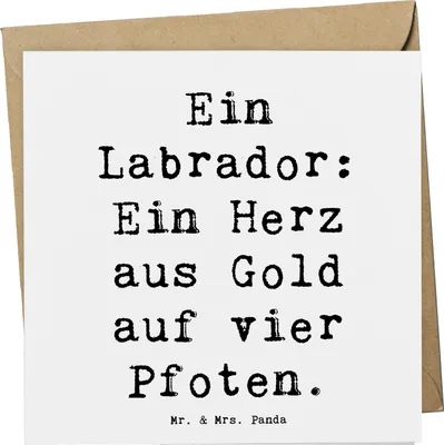 Produktbild von Mr. & Mrs. Panda Klappkarte Spruch Labrador Herz - Weiß - Geschenk, faltkarte, Hunderassen Beschreibung, Glückwunschkarte, Apportieren, Hund, doppelkarte, anlasskarte