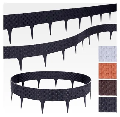 Produktbild von Rasenkante aus Kunststoff in Rattanoptik, 4 Farben, 80 cm x 9,5 cm, 10er Set