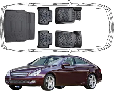 Produktbild von 3D Fußmatten & Kofferraumwanne Auto Set Kompatibel mit Mercedes-Benz CLS C 219 2004-2010