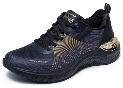 Imagen del producto de Zapatillas deportivas Skechers para mujer, modelo Snoop Ace Cyber Walker, color  y dorado, con detalles en malla, material termoplástico y adornos dorados, talla 41 EU