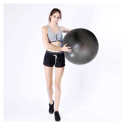 Produktbild von Anti-Burst Gymnastikball 65cm inkl. Pumpe mit einer Maximalbelastbarkeit von bis zu 500kg – Sitzball für Pilates, Yoga und Balance für Home Gym und Büro (65CM - Grau)