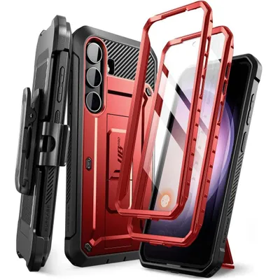 Produktbild von Supcase, Samsung Galaxy S24 / S25 stoßfeste Rundumhülle mit Ständer, Rot