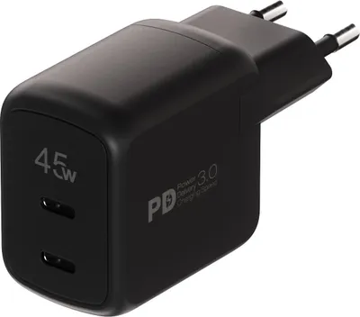Produktbild von 45W USB PD Dual Schnellladegerät mit GaN Technologie, schwarz