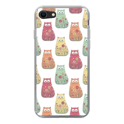 Produktbild von MuchoWow® Handyhülle Schutzhülle Hülle für iPhone SE 2022 Mädchen - Katze - Blumen - Muster - Mädchen - Kinder - Kinder Silikon Softcase Handy Hülle - Schutzhülle