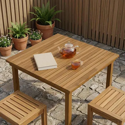 Produktbild von Tischplatte 80 x 80 x 3,5 cm Quadratisch Massives Teakholz