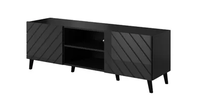 Zdjęcie produktu dla Szafka RTV ABETO 150 x 42 x 52 cm czarna / czarny połysk
