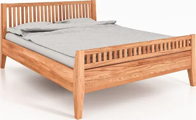 Productafbeelding van Bett ODYS, 180 x 190 cm, gemaakt van massief hout, met een houten hoofdbord, naturel geolied