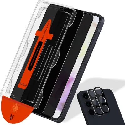Produktbild von 2-Pack Samsung A35 Displayschutzfolie & 2-Pack Kameraschutz - Gehärtetes Glas | [Automatische Installation] - Blasenfrei