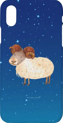Produktbild von Mr. & Mrs. Panda Iphone 10 Handyhülle Sternzeichen Widder - Sternenhimmel Blau - Geschenk, Bock, X, Geburtstag März, Handy, Hülle, Schafbock, Cover, April