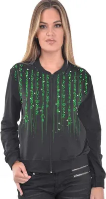 Produktbild von Outer Vision Bomberjacke Damen Runetrix schwarz/grün L