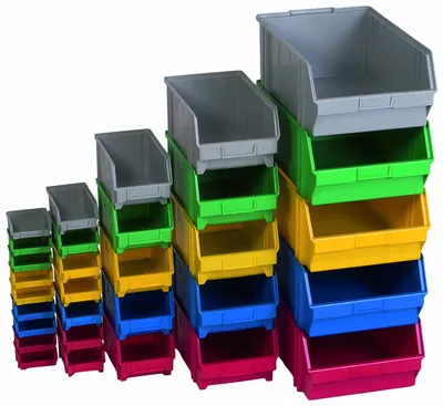 Produktbild von Plastikbox 1A Qualität, Nr. 6551 Gr.5, B310xH180xT490/425 mm, rot, Breite:100 mm, Farbe:grün, Höhe:50 mm, Tiefe:85/65 mm