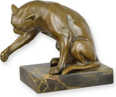 Produktbild von Bronzeskulptur Katze nach Bourcart Replikat Retro Design Dekoration