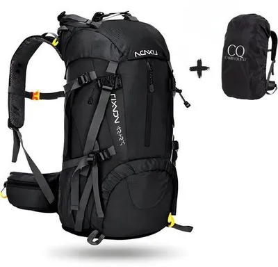 Productafbeelding van CarryQuest® - Rugzak - 50 liter, outdoor trekking, nylon met regenhoes, zwart