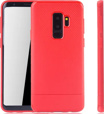 Produktbild von Samsung Galaxy S9 Plus Handyhülle Schutzcase Carbon Optik Bumper Rot