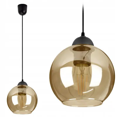 Produktbild von LUXOLAR Pendelleuchte 1-flammig E27 Schwarz Glaskugel Ø15 cm Honig 70 cm