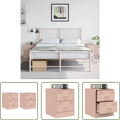 Produktbild von The Living Store Nachttische 2 Stk. Rosa 34,5x39x44 cm Stahl