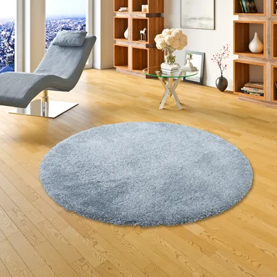 Produktbild von Luxus Hochflor Shaggy Teppich Dream Blau Rund, Größe:400 cm Rund
