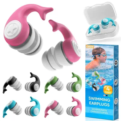 Produktbild von Ohrstöpsel Schwimmen Kinder, 4 Paar Silikon, Wasserdicht, Wiederverwendbar, 4-14 Jahre