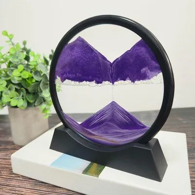 Productafbeelding van Unyqoos® Vloeiend 3D-zandkunst – 360° draaibaar tafelmodel met zandkunst, gemaakt van loodvrij, zeer helder glas en een ABS-frame, met fijn zanddecor voor thuis en op kantoor